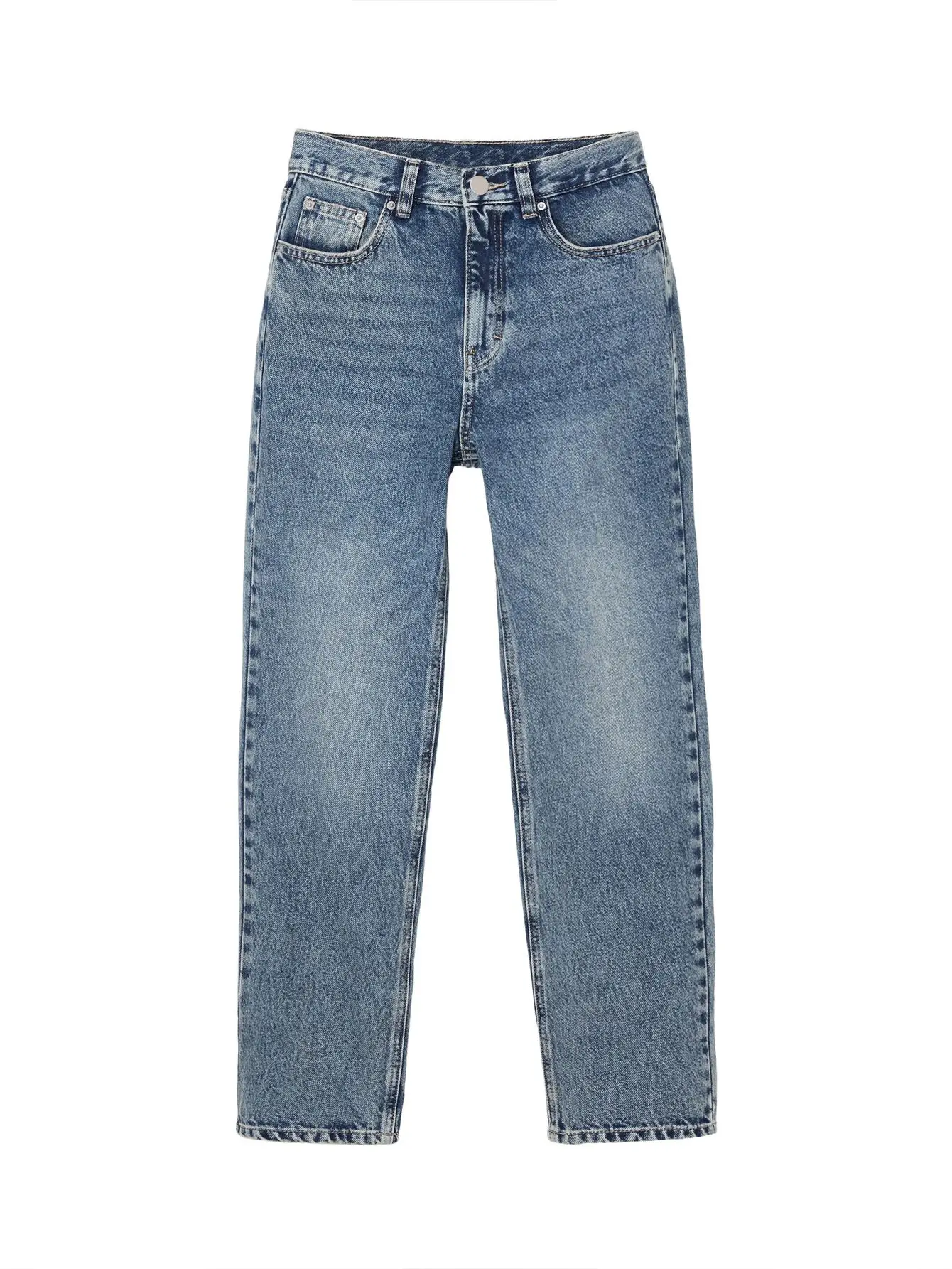 Calça jeans feminina stretch de perna reta namorado