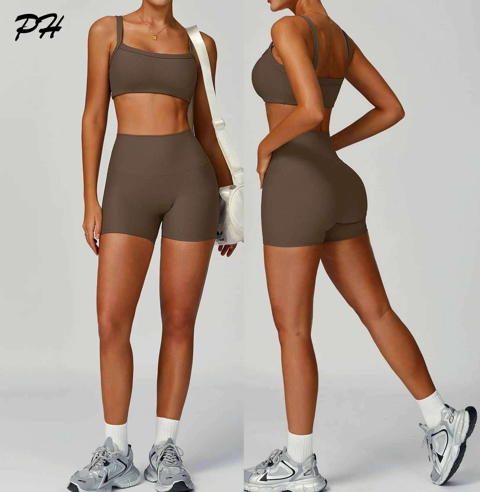 

2Pcs Seamless Thread Yoga Shorts Bras Sets Women Breathable Yoga Fitness Sports Suit Cycling Running Workout Tracksuits Summer
