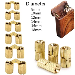 8-18mm Coppe Brass Barrel Hinges Concealed Cabinet Cylindrical Hidden Invisible Brass Door Hinges Mount For Furniture Hardware