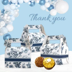 Candy Gift Box Blue Flower Birthday Party Decorations Wedding Supplies Baby Shower Chocolate Cookie Gift Box Bag