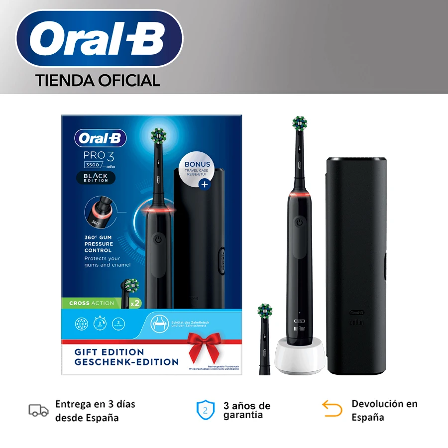 Oral-B Pro 3 3500 Điện Bàn Chải Đánh Răng Điện Oral B Bàn Chải 3D Vệ Sinh Hẹn Giờ 2 Phút 360 ° Thị Giác cảm Biến Áp Suất Đầu Tròn Pin Lên Đến 2 Tuần Loại Bỏ Tấm