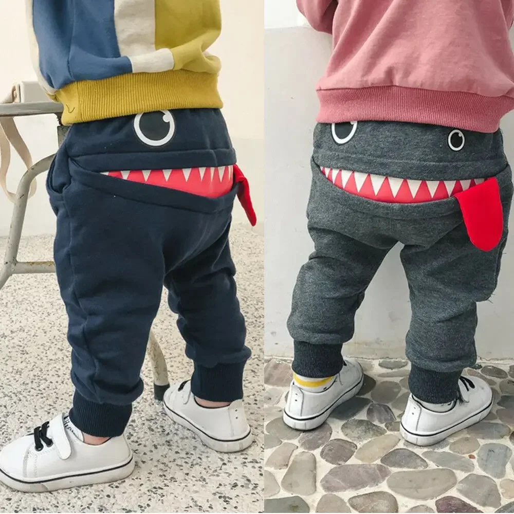 Pantalons décontractés pour bébés garçons et filles, mignons, à grande bouche, monstre, Costumes longs, culottes de dessin animé pour nourrissons
