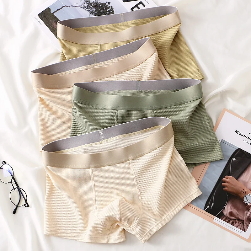 

Трусы-боксеры мужские с широким поясом, простые дышащие трусы-шорты из хлопка, нижнее белье