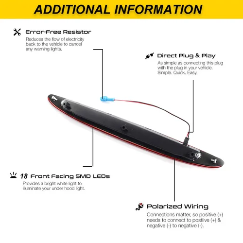 Imagen 2 del producto Accesorios para coche, luz LED de freno trasera de alto nivel con logo de Union Jack rojo para Mini Cooper R50 R53 2001-2006