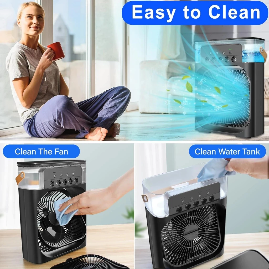 Mini Humidifier Portable Fan Small USB Charging Air Conditioning Powerful Turbo Silent Table