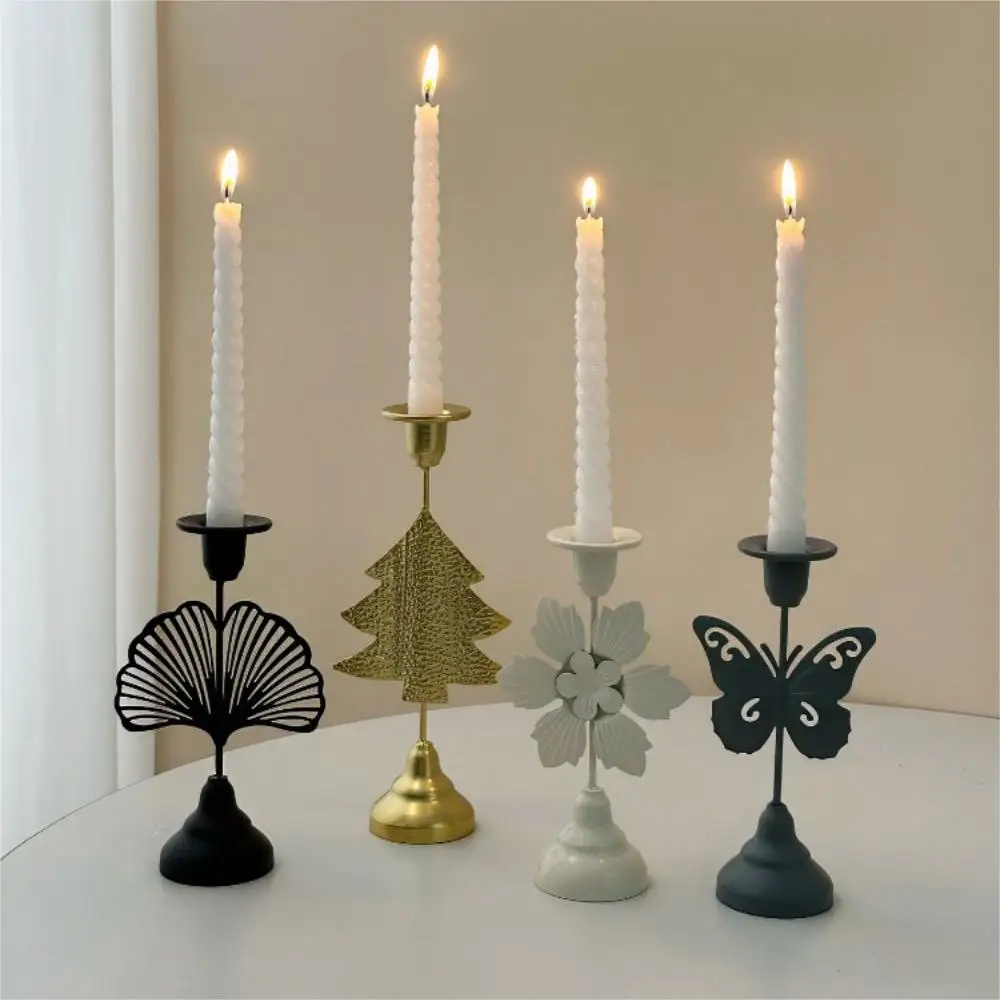 

4PCS Wedding Decorative Table Candlesticks European Metal Cast Iron Candle Holder Rustic Wedding Decorations Table Centerpiece