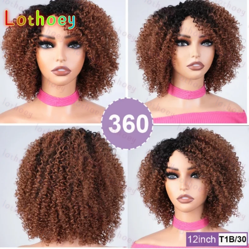 Afro Kinky Curly Black Human Hair Wigs Ombre T1B/30 Brazilian Curly Machine Made Remy Cheap 100% Human Hair Wigs Glueless Wgis