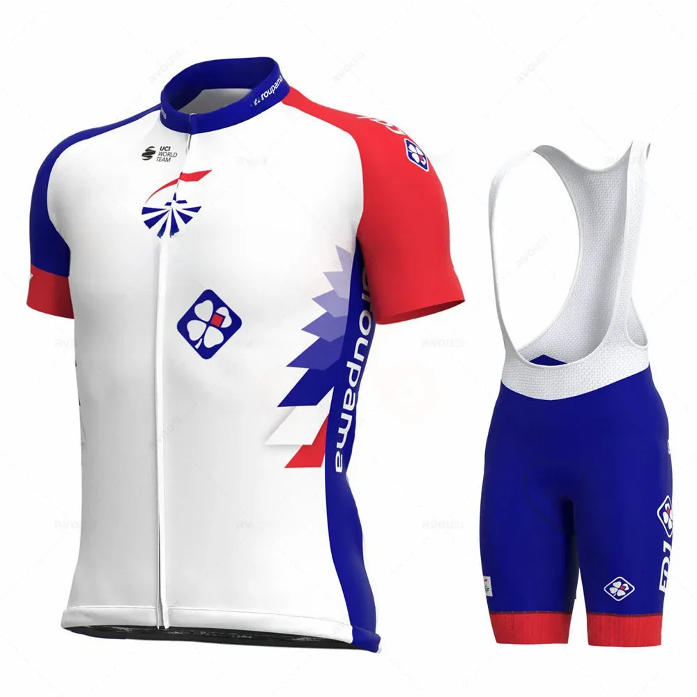 AliExpress NONE New 2022 GROUPAMA FDJ Team White Cycling Clothing Bike Jersey Ropa Mens Bicycle Summer Cycling Jerseys 19D Gel Pad Bike Shorts