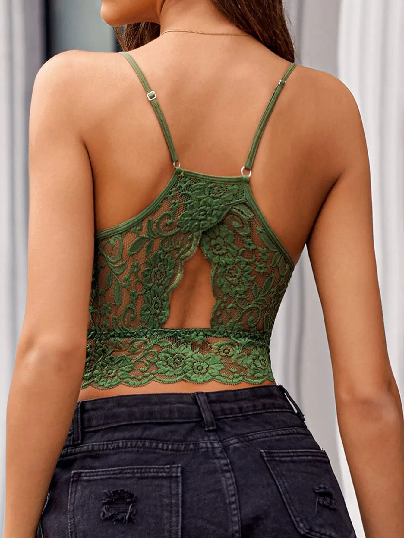 Damen Sexy Rückenfreies Spitzen-Camisole-BH, Reines, Charmantes Kurzes Top, Atmungsaktiv, Bequem, Sommer-Essential – Detail 21