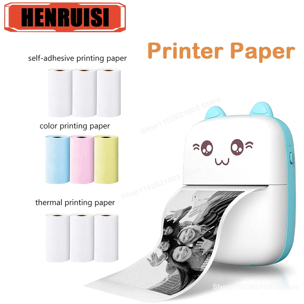 3 Rollen Mini Printer Papier Zelfklevend Thermisch Papier Hd Kleur Label Printers Draadloze Bluetooth Inktloze Foto Afdrukken 57Mm