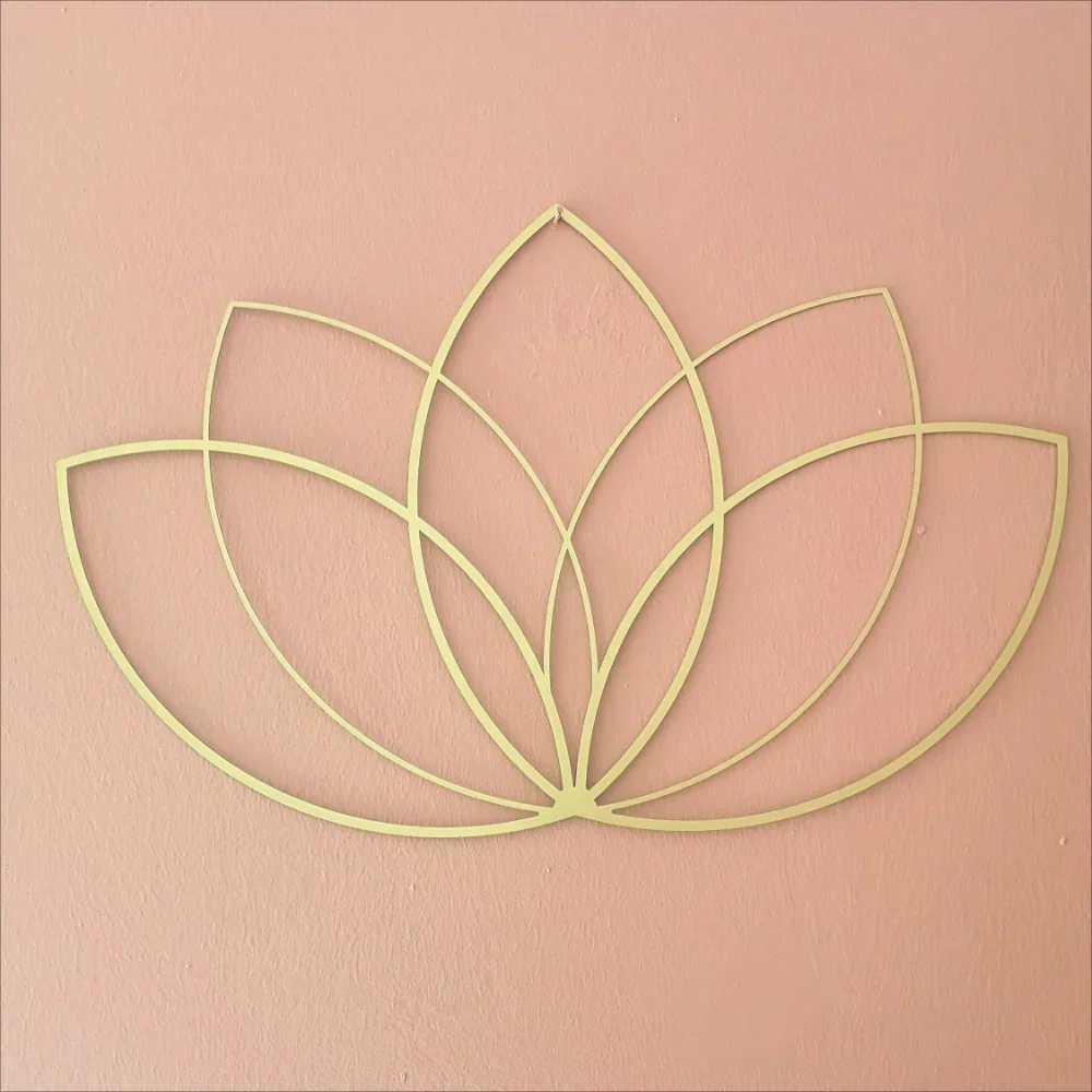 1-częściowa dekoracja ścienna Lotus Gold, metalowa grafika ścienna, prezent dla nauczyciela jogi, dekoracja kwiatu lotosu, nowoczesny wystrój salonu, wystrój nad łóżkiem — zdjęcie 2