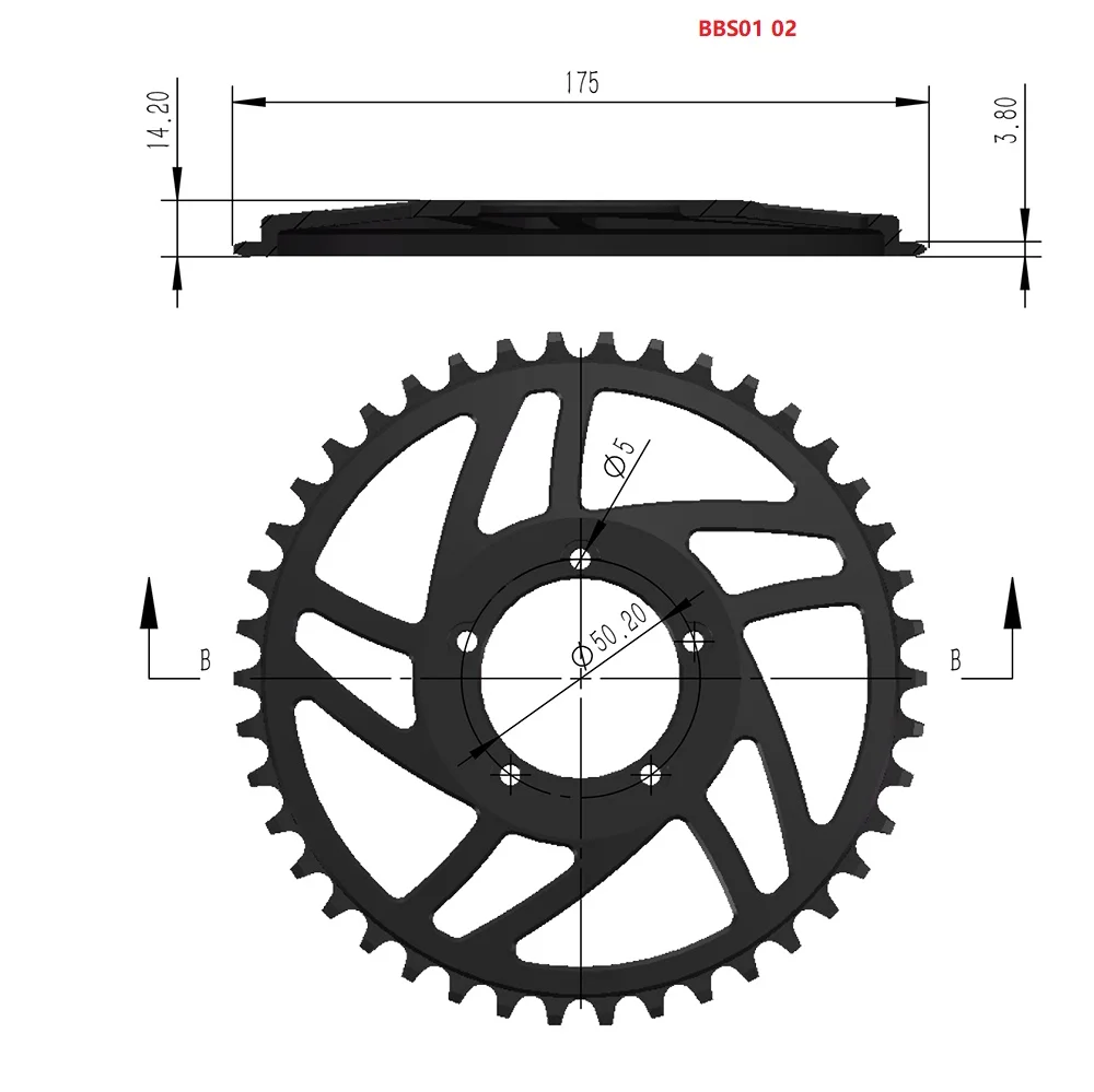 E-Bike 42T 6061-T6 7075 Aluminum Alloy Chainring Chainwheel for BAFANG BBS01 02 BBSHD 48V 1000W Motor Kits