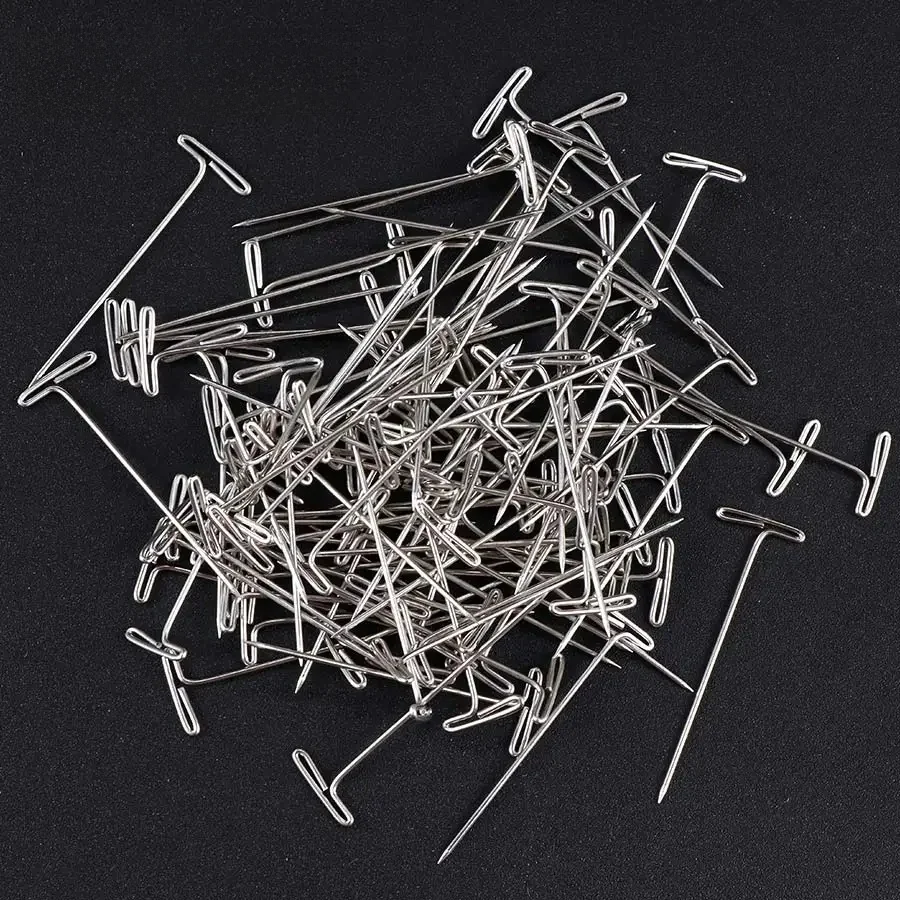 50Pcs/box 100Pcs/box T Pins Needle For Wig On Foam Head Style Head Sewing Hair Salon Tools T-Pins Wig Pin For Block 38mm Length — zdjęcie 2