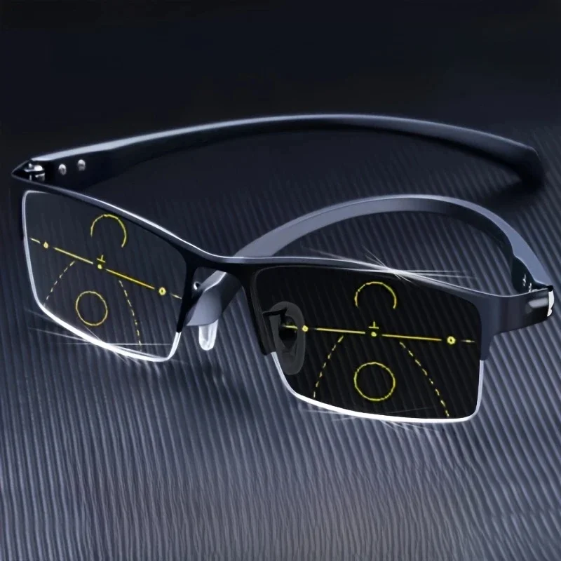 2025 Tr90 Meekleurende Multifocus Leesbril Mannen Vrouwen Progressieve Anti-blue Ray Half Velg Verziend Brillen 1.0-4.0 - afbeelding 2