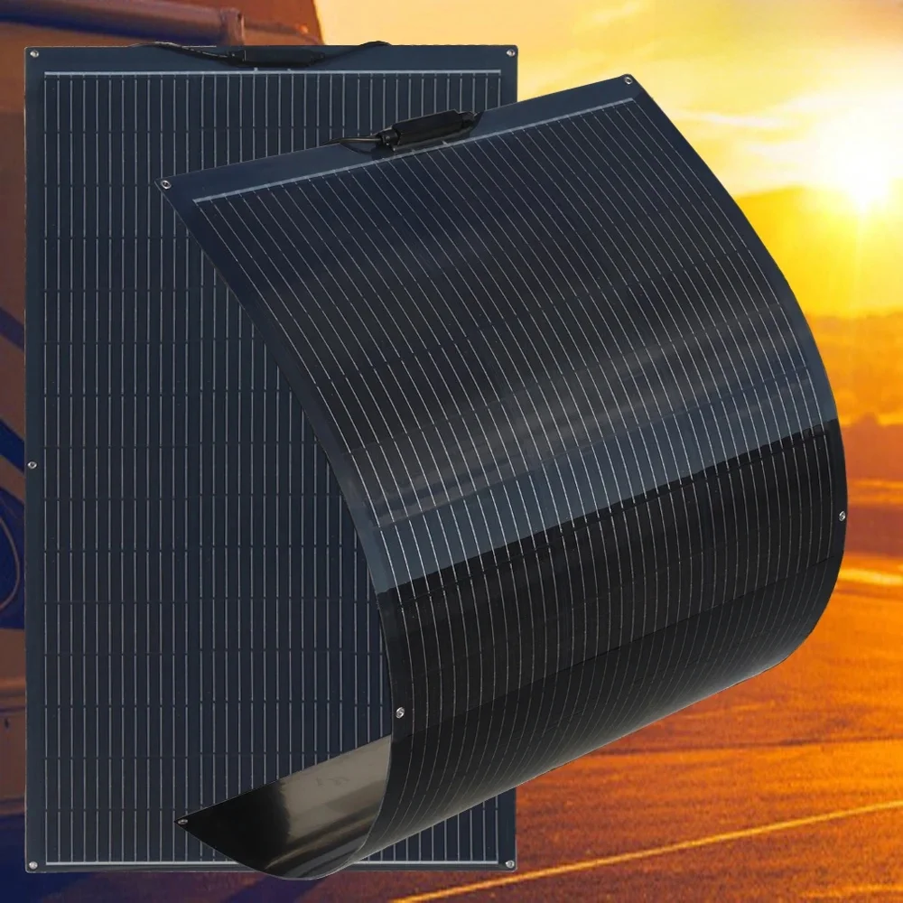 400W 200W 100W 12V Zonnepaneel Flexibel Fotovoltaïsch Paneel 12V Batterijlader voor Thuis Balkon Camper RV Boot Reizen Waterdicht - afbeelding 2