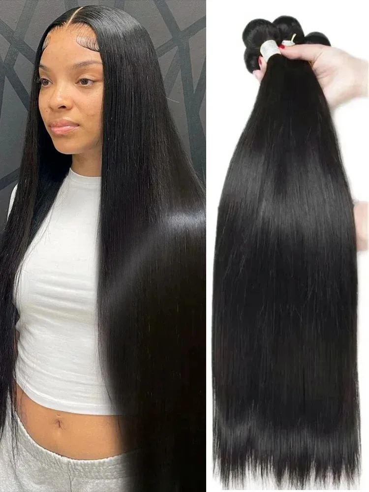 MELODIE 100% Human Hair Bundles Silky Straight 4 Bundles Raw Virgin Deal Natural 12A Weave Weaving Extensions Wholesale 30 Inch