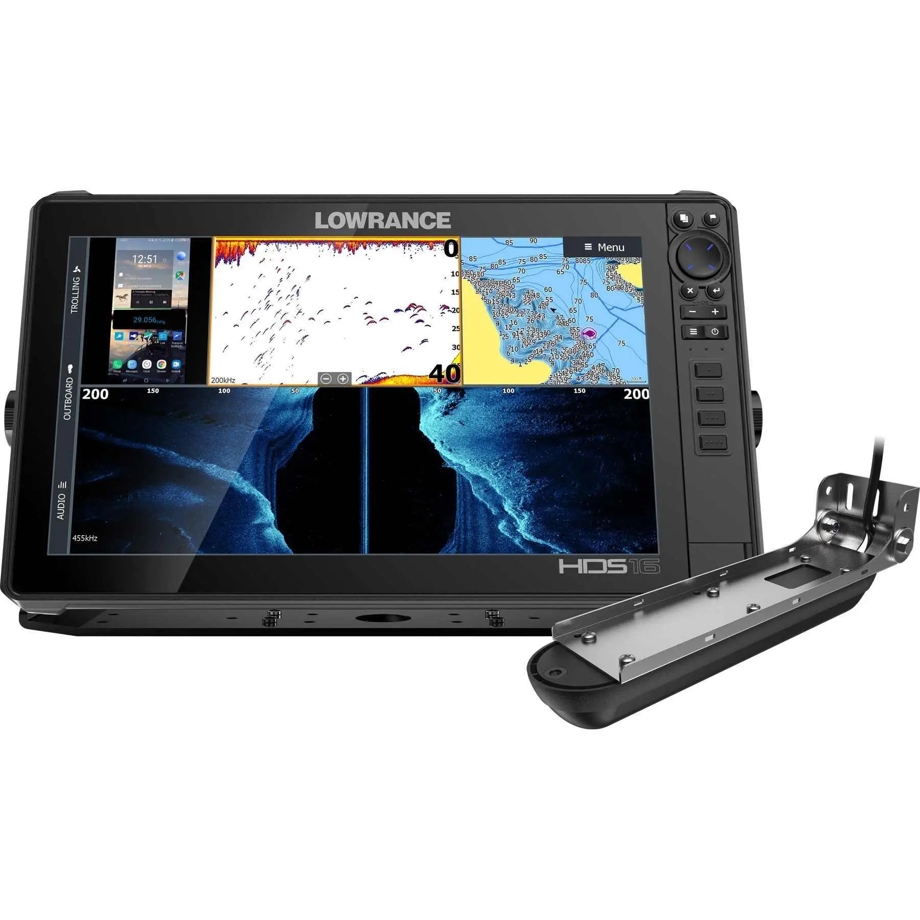 Best Discounted Lowrance HDS-12, 16 Live Fish Finder with Active Imaging 3-in-1 Transom Mount Transducer C-MAP Pro Chart