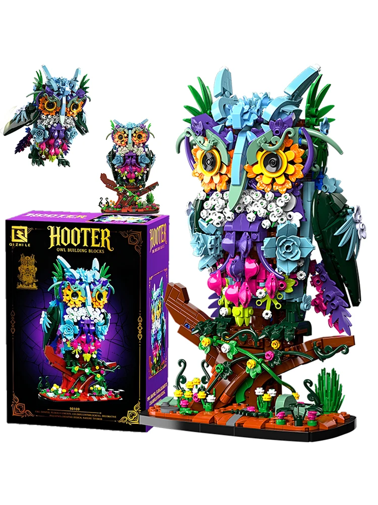 MOC Mechanische Kleurrijke Uil Model Bouwsteen Stad Creatieve Desktop ornamenten Dier Bakstenen Educatief Speelgoed Kinderen Volwassenen Gift - afbeelding 2