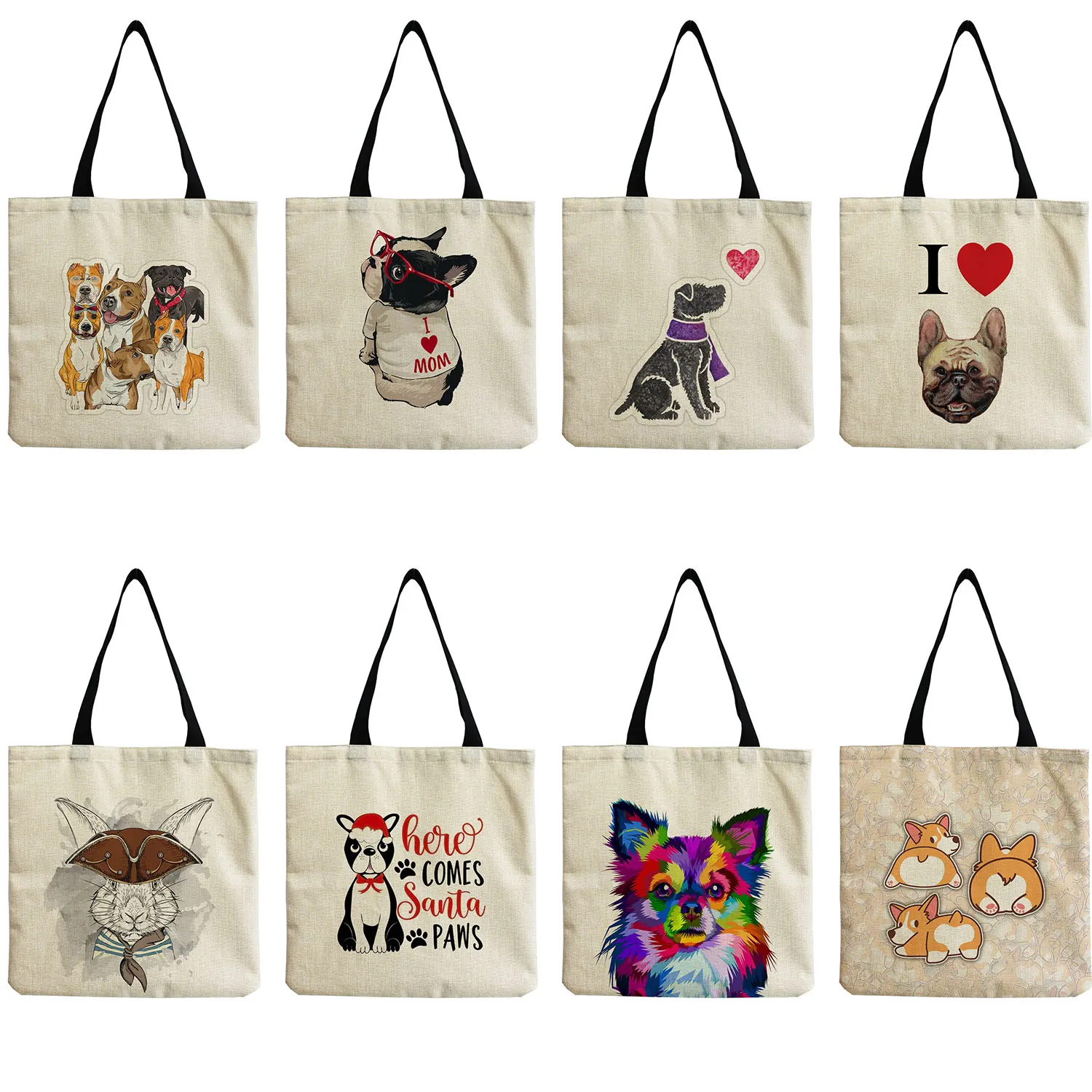 

Dogs Are Our Friends Cartoon Animal Print Lady Tote Bag Customizable School Teacher Gift Storage Bag Women Shoulder Shopper Bag