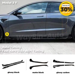 Szybka spódnica boczna Aero do Tesla Model 3 Y 2017-2024 Body Kits Model 3 Highland Side Lip Glossy Carbon Black Auto Akcesoria