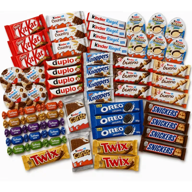 XXL Schokoladenbox mit Markenschokolade / Kinder / Ferrero – Über 40 Schokoriegel & Süßigkeiten – Geschenkbox zum Teilen