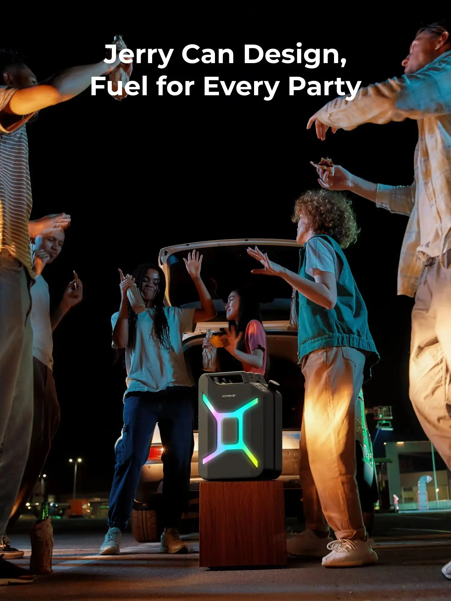 ULTIMEA Tragbarer Party-Lautsprecher, 300W Kabelloser Leistungsstarker Bluetooth-Lautsprecher, Bass-Boost, RGB-Licht, TWS-Stereo, Auracast-Modus
