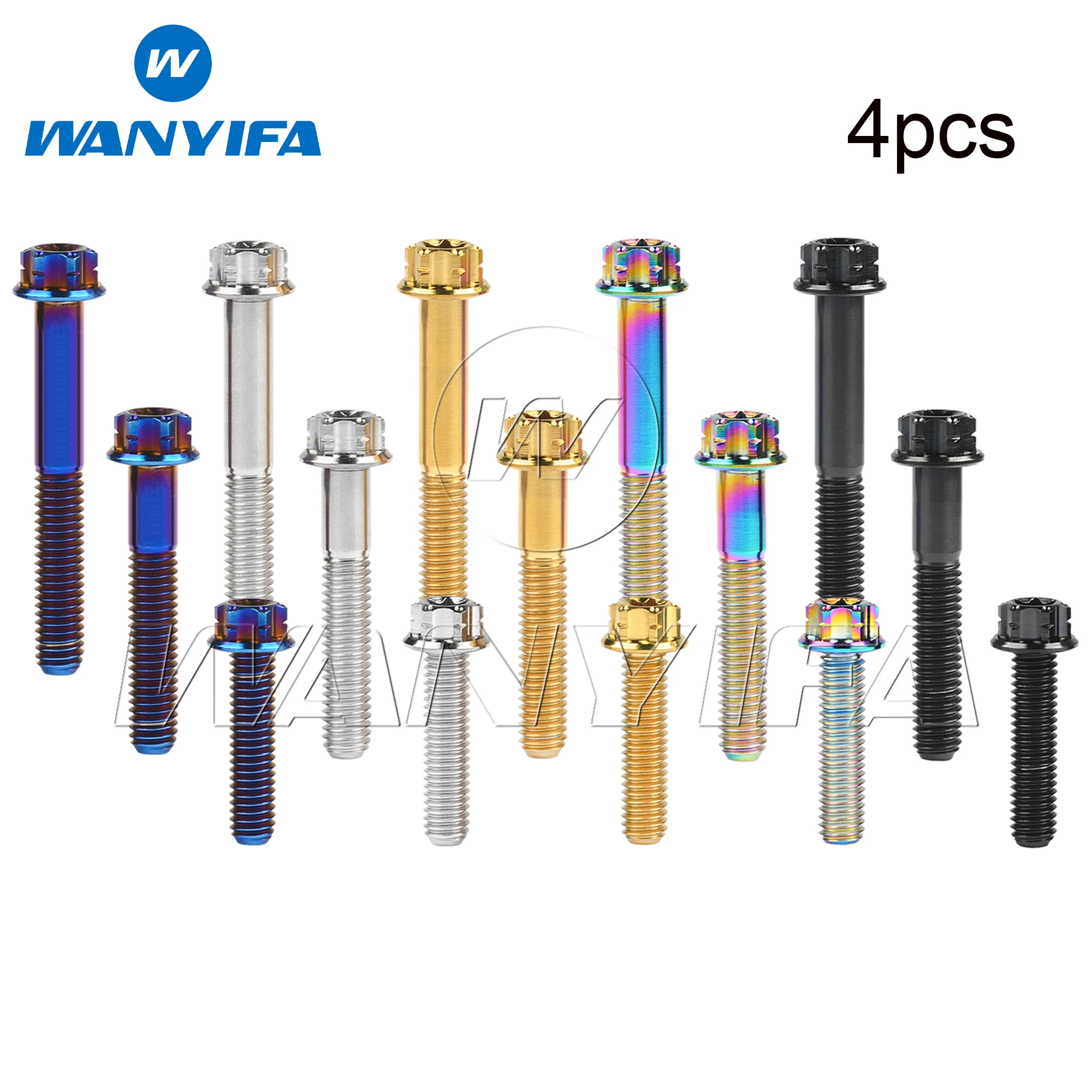 Wanyifa 4pcs Titanium Bolt M6x10 15 20 25 30 35 40 45 50mm Flange Torx Head Screws for Bike Motorcycle Car