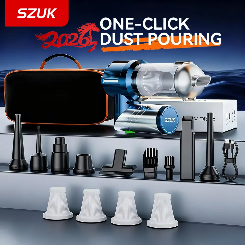 SZUK Portable Mini Vacuum Cleaner 90° Rotating Foldable Wireless Car Vacuum One-Click Removal Powerful Cleaning for Home & Auto