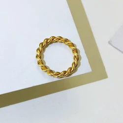 3mm Braided Twist Ring for Women Stainless Steel Gold Color Twist Rope Rings Infinity Stacking Band Wedding Jewelry