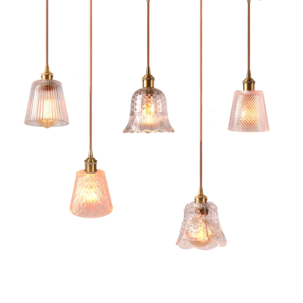 

Nordic Modern Glass Pendant Light Copper and Brass Minimalist Lamp with E27 Transparent Lampshade Restaurant Bedroom Lighting