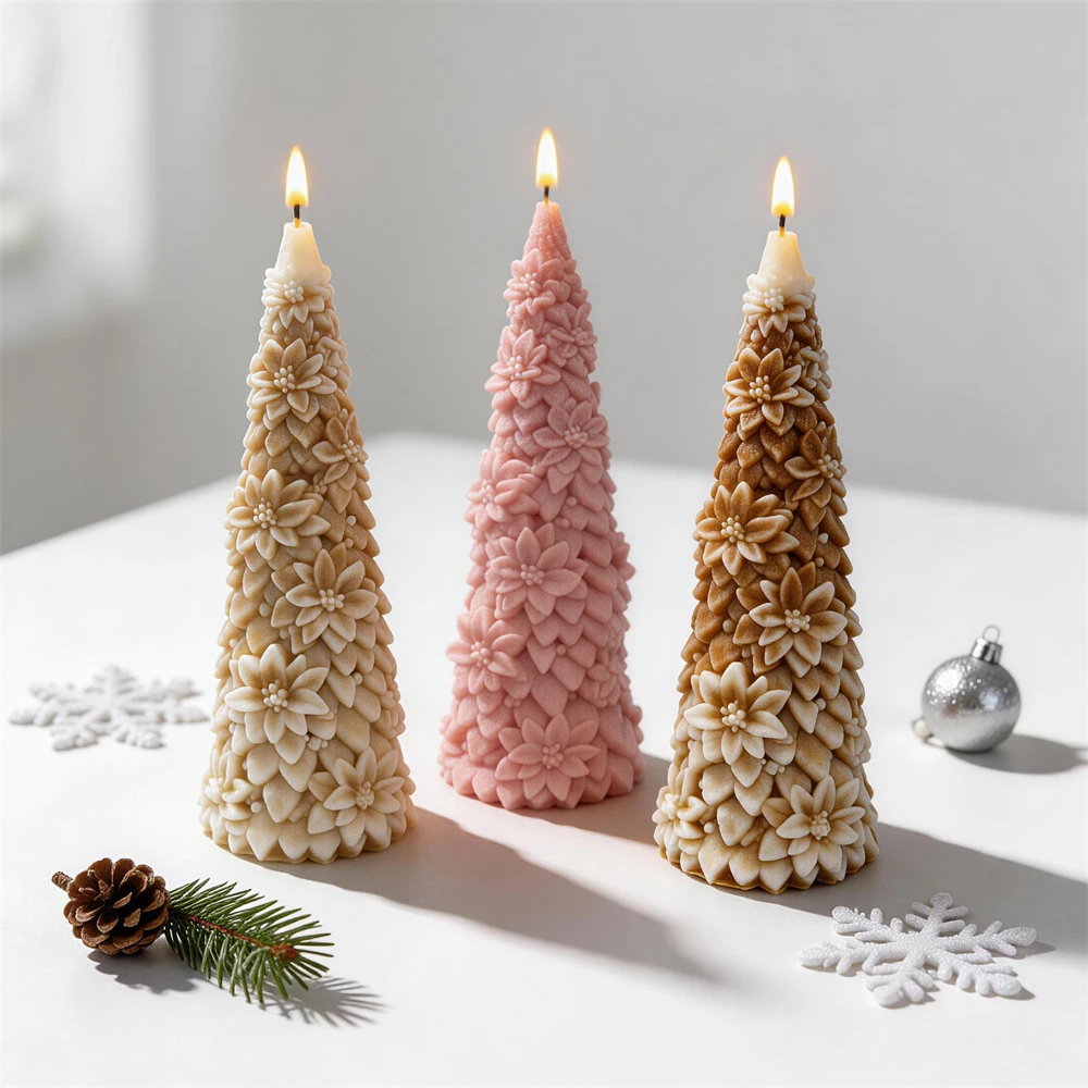 Image of Weihnachtsstern-Blumenbaum Silikonform Weihnachtsbaum-Kerzenform Beton-Seifen-Harzform Weihnachtliche Heimdekoration
