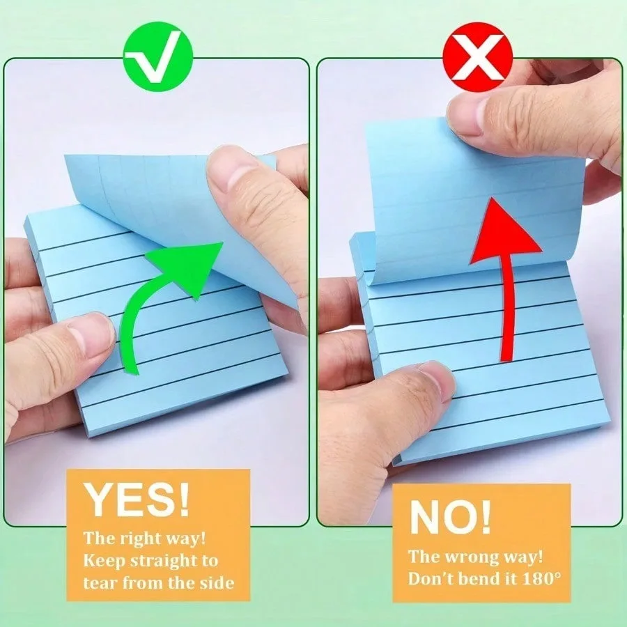 600 Sheets of Mixed Color Horizontal Sticky Notes with Self-adhesive Design, Suitable for Office and School Reminders
