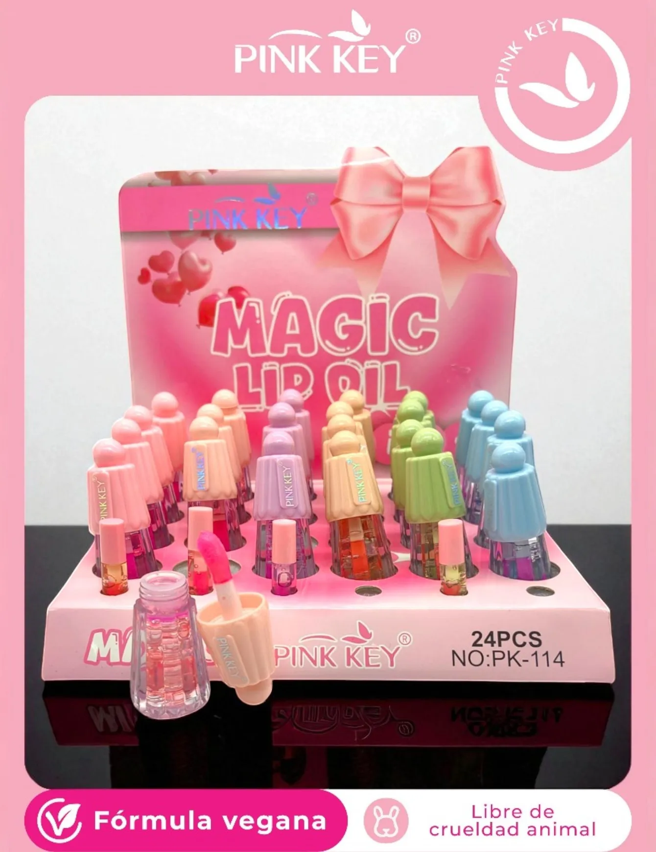 PINK KEY 6/12/24 Piezas De Aceite Hidratante Para Labios Jelly Wow Con Frutos Del Bosque, Brillo Labial Transparente Hidratante, Cuidado De Labios Voluminizador Y No Pegajoso, Acabado Brillante, Extracto De Fresa Nutri