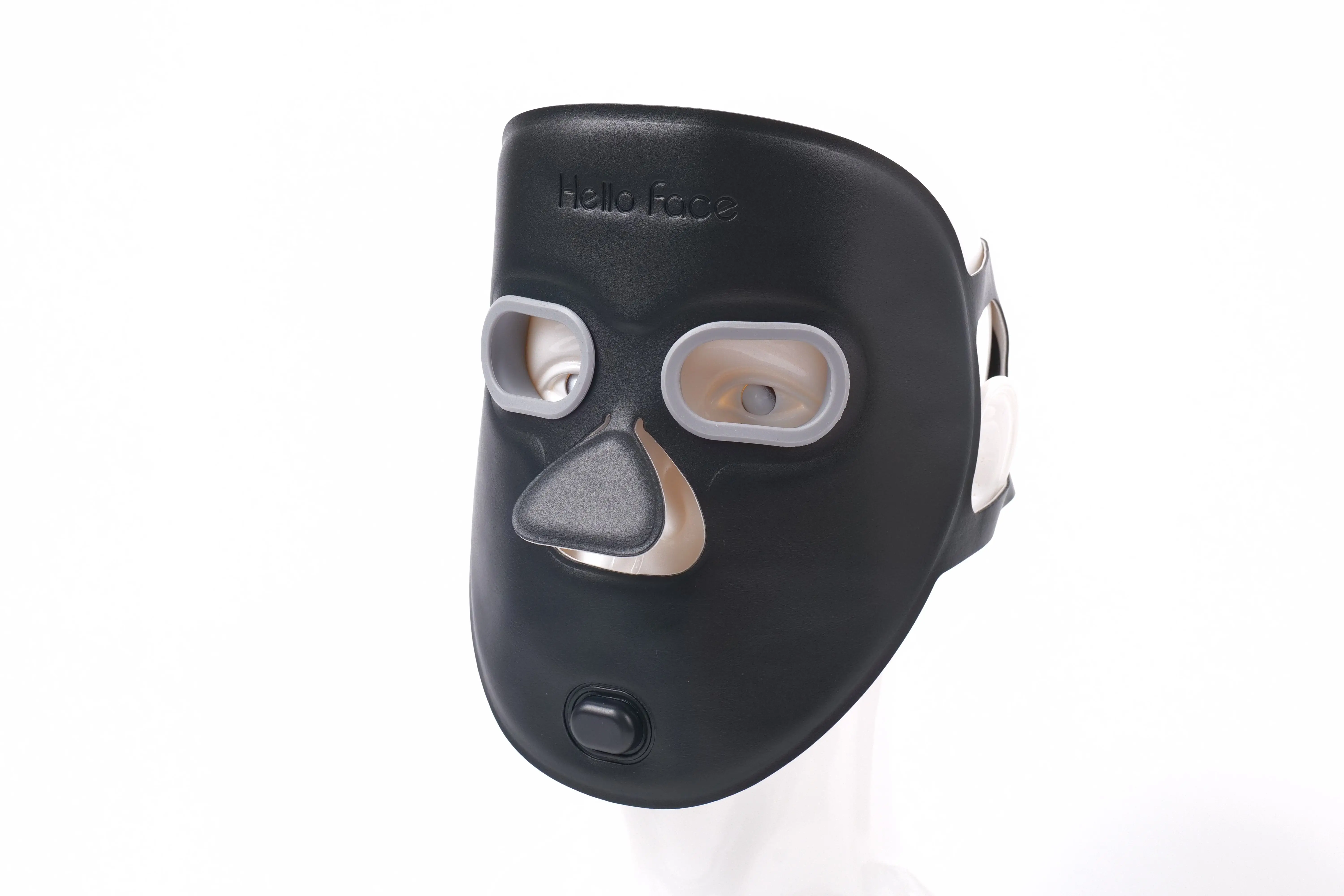 maschera-facciale-led-nera-hello-face-–-design-brevettato-a-matrice-a-nido-d'ape-in-morbida-pelle-dispositivo-di-bellezza-traspirante-e-delicato-sulla-pelle
