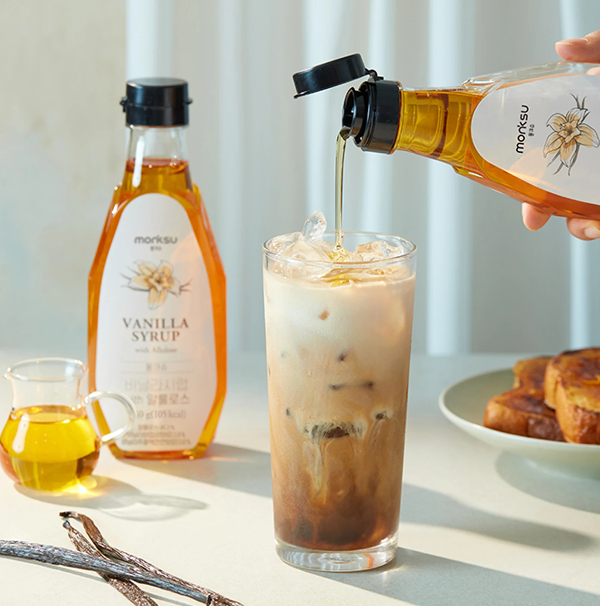 شراب قهوة مونكشو الخالي من السكر منخفض السعرات الحرارية ، بنكهة السكر ، شراب مشروب الجاودار منخفض السعرات الحرارية