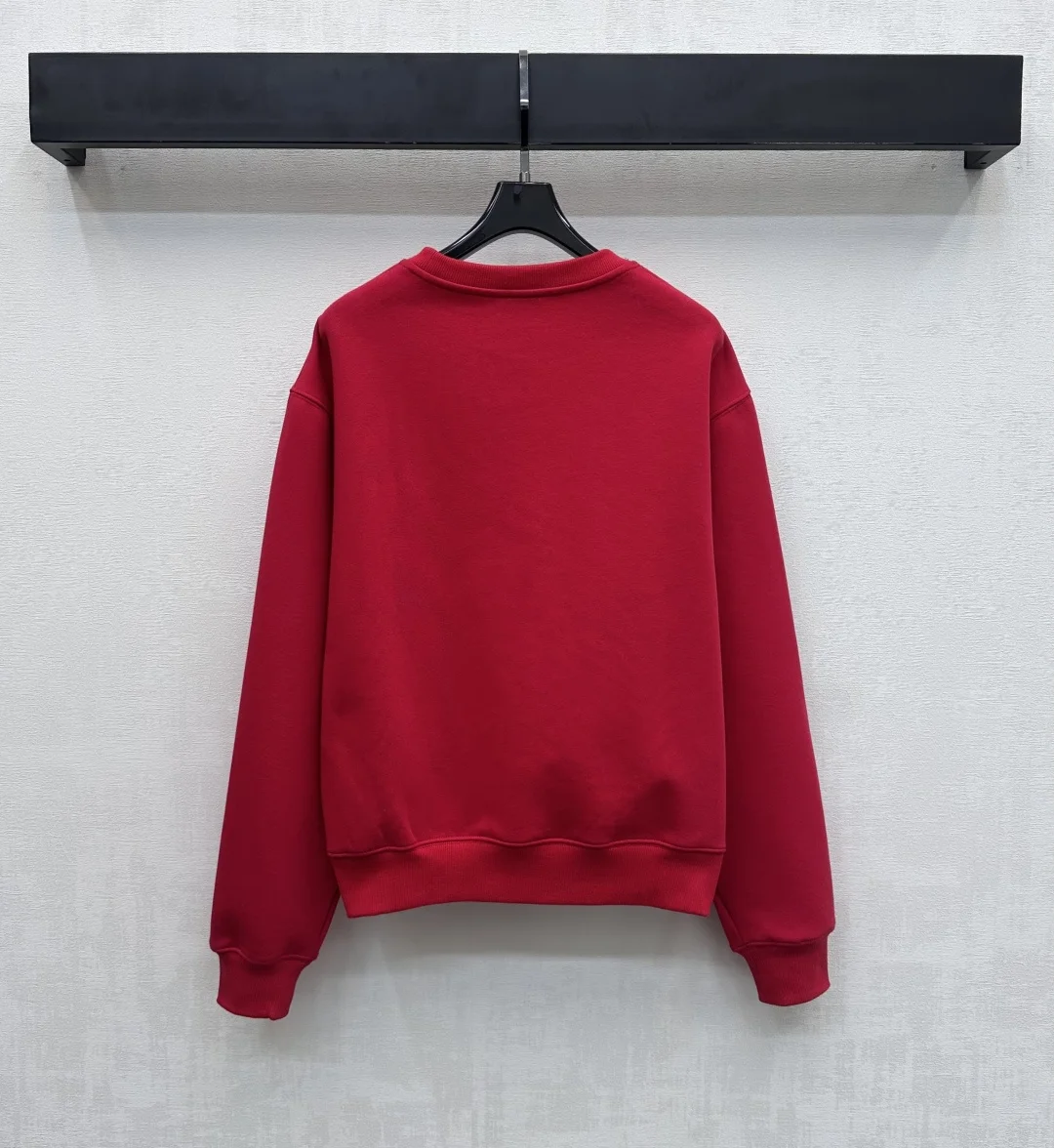 

New autumn and winter small label fleece round neck sweatshirt, simple sports and leisure pullover sweatshirt
