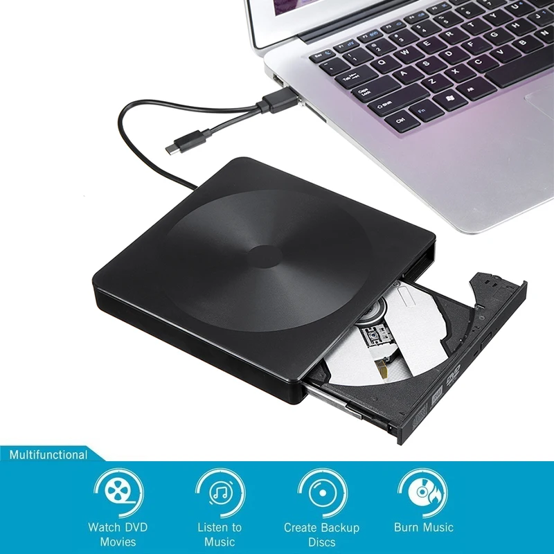 Type C USB 3.0 External CD And DVD Player RW DVD CD Writer Drive Burner Reader External DVD CD Drive For Laptop Desktop