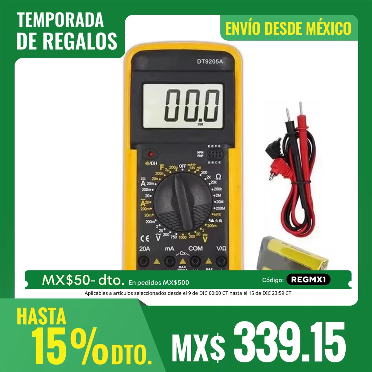 Digital multimeter with Dt9205a display