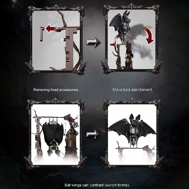 839 قطعة بيونيك الخفافيش المنقولة بناء مجموعة الإبداعية التقنية الجمعية الطوب هدية الكبار الاطفال عطلة اللبنات