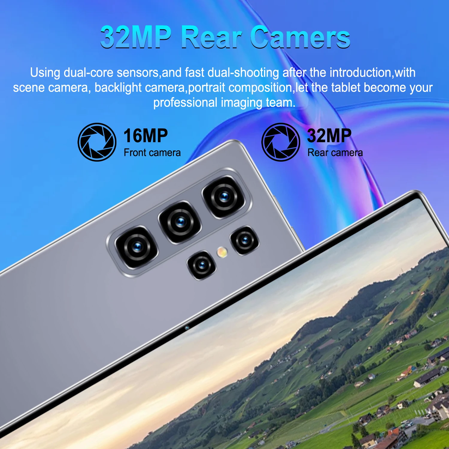 12000mAh Large Battery Portable Android 13 16MP+32MP Camera 5G WiFi 10 Core Processor Tablet 16GB RAM 1TB ROM 2026 New For Road Trip Media Playback And Memo Recording