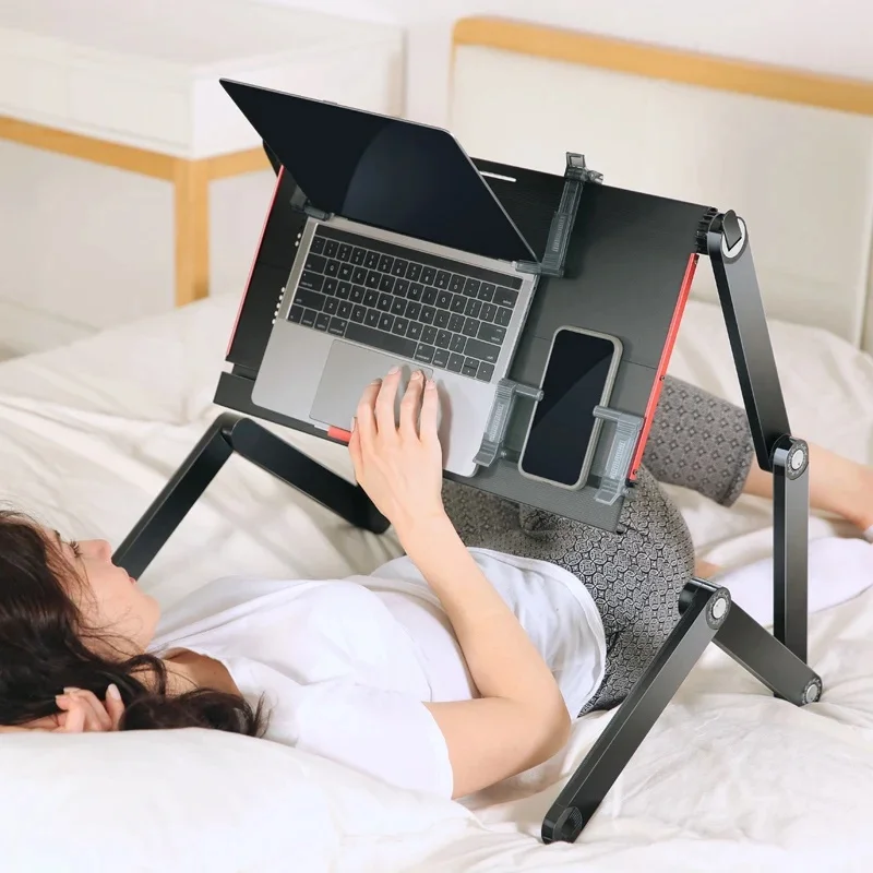 Leniwy leżący stojak Składane biurko na laptopa ze stopu aluminium Mini regulowany stolik Wielokątny uchwyt na notebooka Łóżko Sofa Przydatne Wygodne — zdjęcie 2