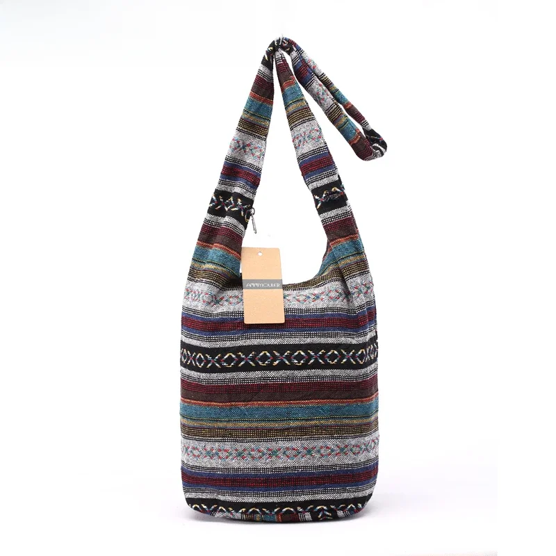 Damska torba na ramię w stylu Vintage Mochila Retro pleciona tkanina torba styl boho Hippie Aztec Folk Tribal Crossbody torba — zdjęcie 2