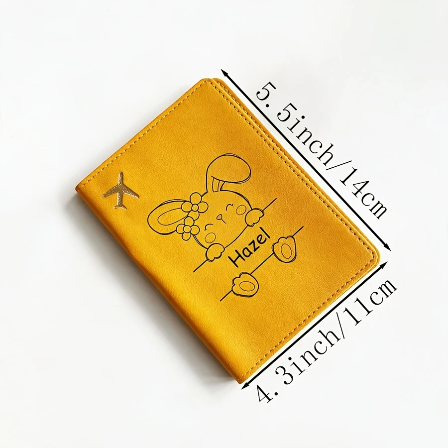Custom Rabbit Pattern Name Passport Holder Open-Top Travel Wallet Unisex Accessory for Students Back-to-School Holidays view 2