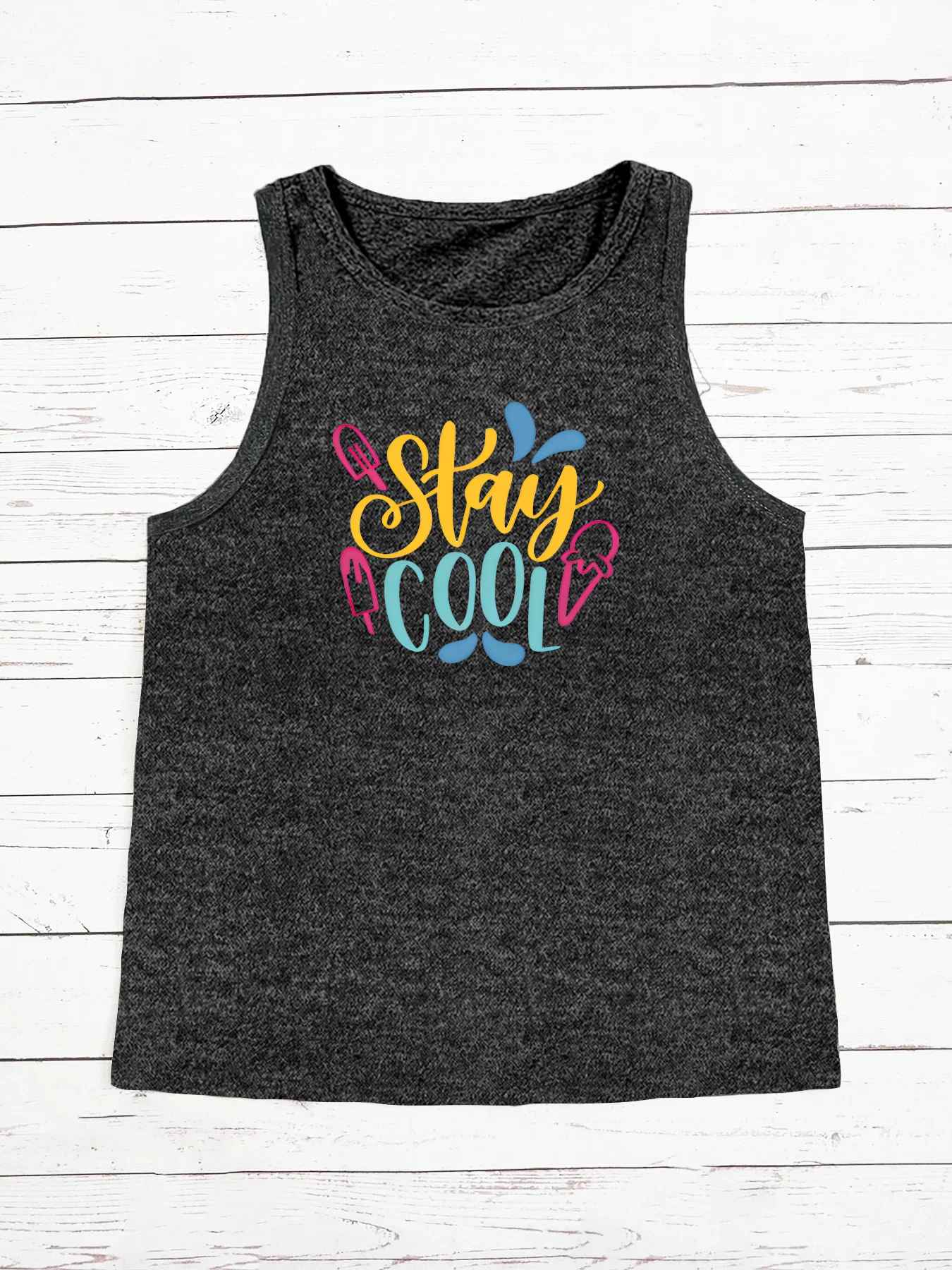 Stay Cool And Take It Easy Summer Fashion Funny Sports Women's Tank Top Loose O Neck Sleeveless Casual Tank