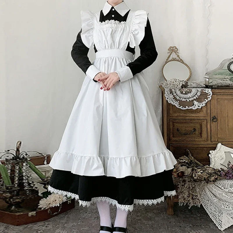 Y2k rzeczy pokojówka cosplay kostium pokojówki spódnica harajuku majtki anime kostium pokojówki strój cosplay bielizna nocna Lolita czarna urocza sukienka — zdjęcie 2