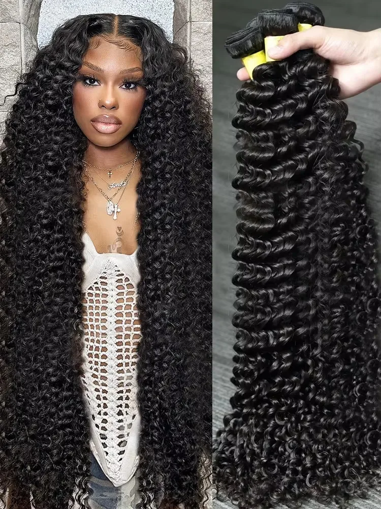 Umi 8-32" Human Hair Deep Wave Bundles Curly Brazilian Remy Hair Extensions 100g Natural black Colored Unprocessed For Braiding
