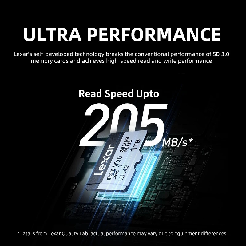 Karta pamięci Lexar Silver Plus TF o szybkości odczytu 205 MB/s, 64 GB, 128 GB, 256 GB, 512 GB, 1 TB, V30 A2, profesjonalna karta pamięci do konsoli do gier i telefonu komórkowego. — zdjęcie produktu 2