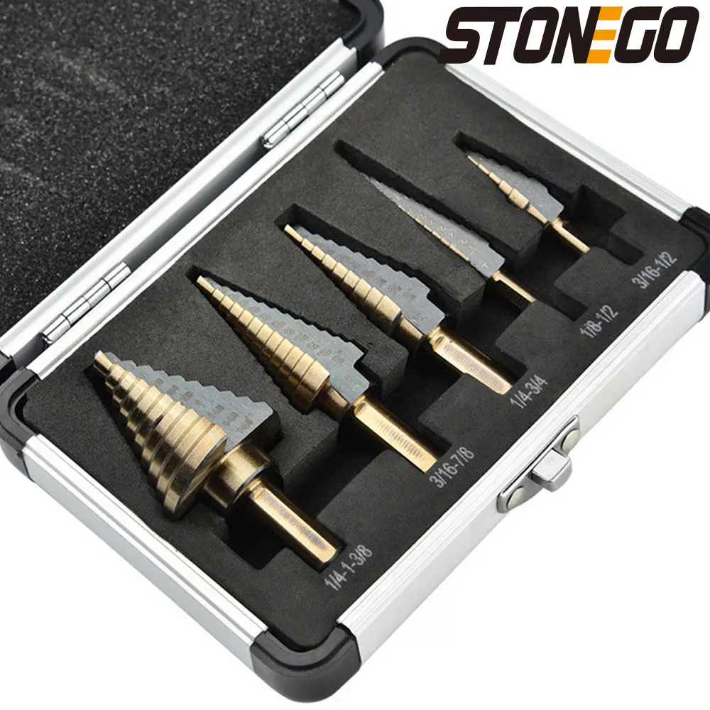 5pcs Step Drill Bit Set Hss Cobalt Multiple Hole 50 Sizes Cobalt Titanium Conical Carbide Drill Perforator Hole Cutter Tool