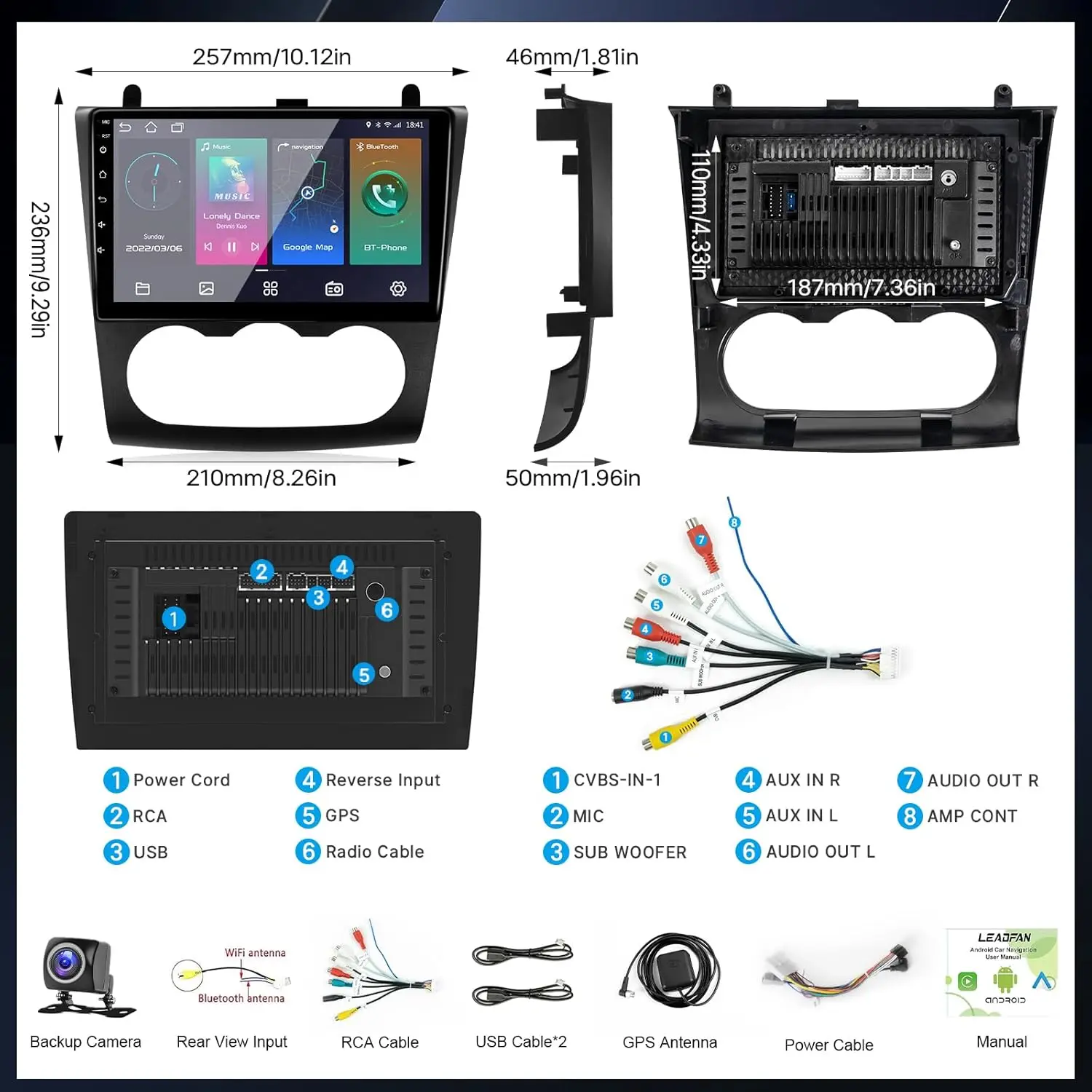 9 Inch Wireless Car Stereo for Nissan Altima 2008-2012 Manual A/C HD Touchscreen Car Radio with Backup Camera GPS WIFI FM 2G+32G