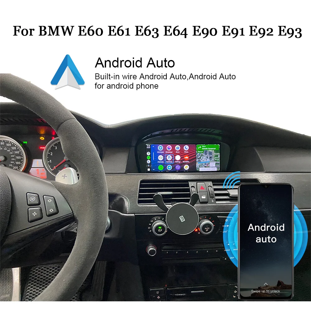 Hualingan CarPlay radio for BMW 5 Series E60 E61 CCC Android Auto satnav car head unit IPS touch screen upgrade stereo GPS navi